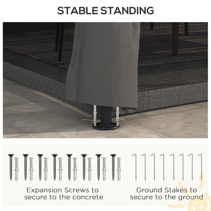 Outsunny 10' x 13' Patio Gazebo with Netting, Curtains & Vented Roof, Dark Gray - 84C-365V02CG