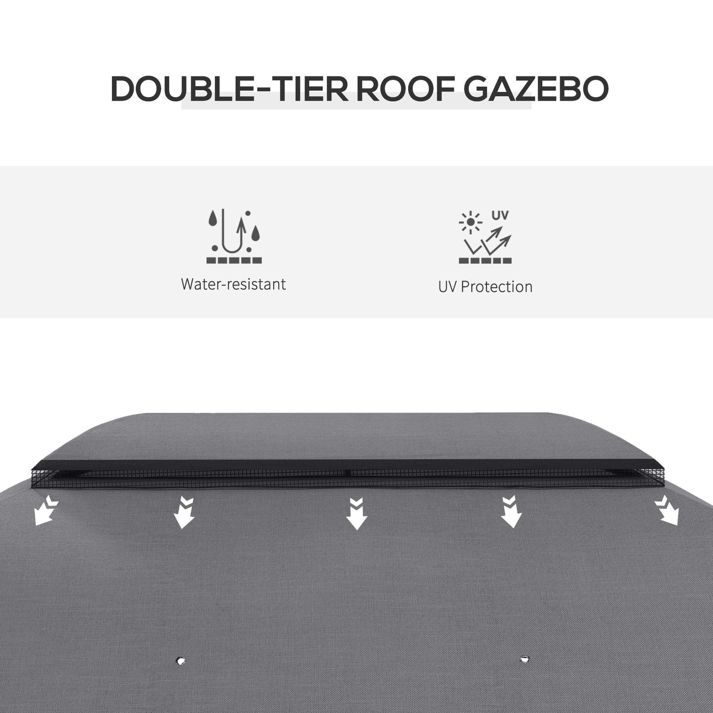 Outsunny 10' x 13' Patio Gazebo with Netting, Curtains & Vented Roof, Dark Gray - 84C-365V02CG