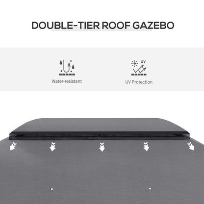 Outsunny 10' x 13' Patio Gazebo with Netting, Curtains & Vented Roof, Dark Gray - 84C-365V02CG