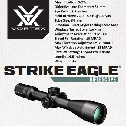 Vortex Optics Strike Eagle 5-25x56 FFP EBR-7C (MRAD) Reticle Riflescope with Wearable4U Lens Cleaning Pen and Free Hat Bundle - SE-52504_w4u-LCP_121-53-BCA