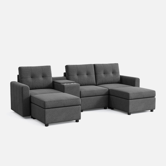 LINSY HOME RUBIK III 3 Seats With 2 Ottomans & Console - US-LH-SPF-Sofa-S800-A-32101-0-00