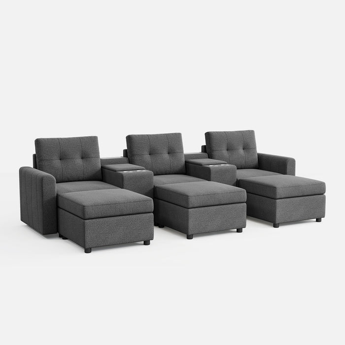 LINSY HOME RUBIK III 3 Seats With 3 Ottomans & 2 Consoles - US-LH-SPF-Sofa-S800-A-33102-0-00