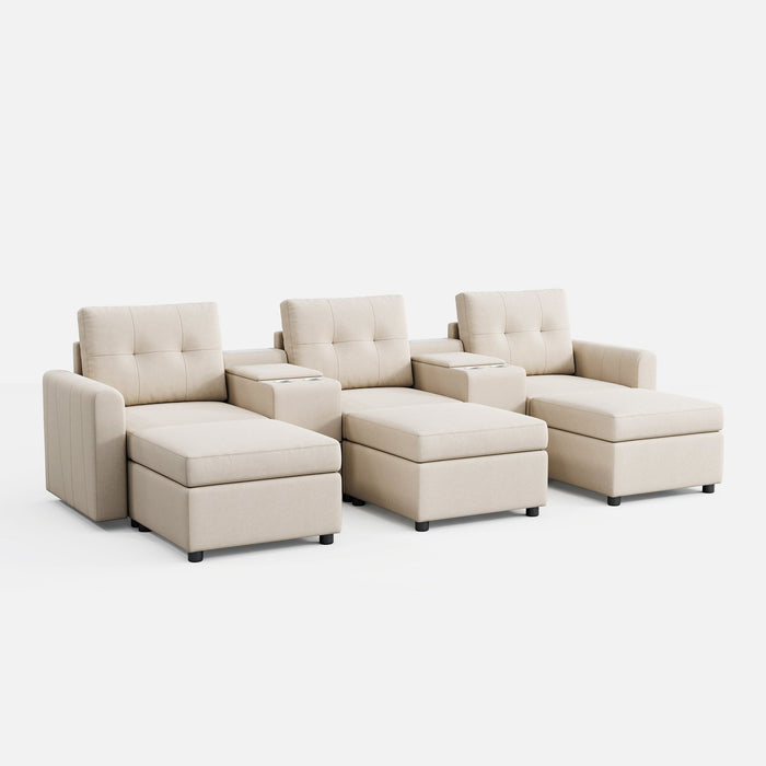 LINSY HOME RUBIK III 3 Seats With 3 Ottomans & 2 Consoles - US-LH-SPF-Sofa-S800-A-33102-0-00