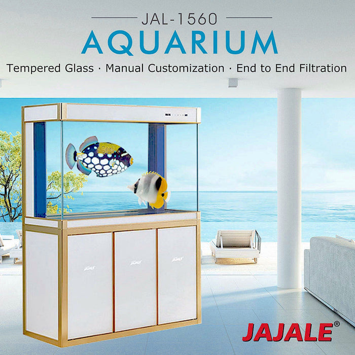 AQUA DREAM 175 GALLON TEMPERED GLASS AQUARIUM WHITE AND GOLD-AD-1560-WT