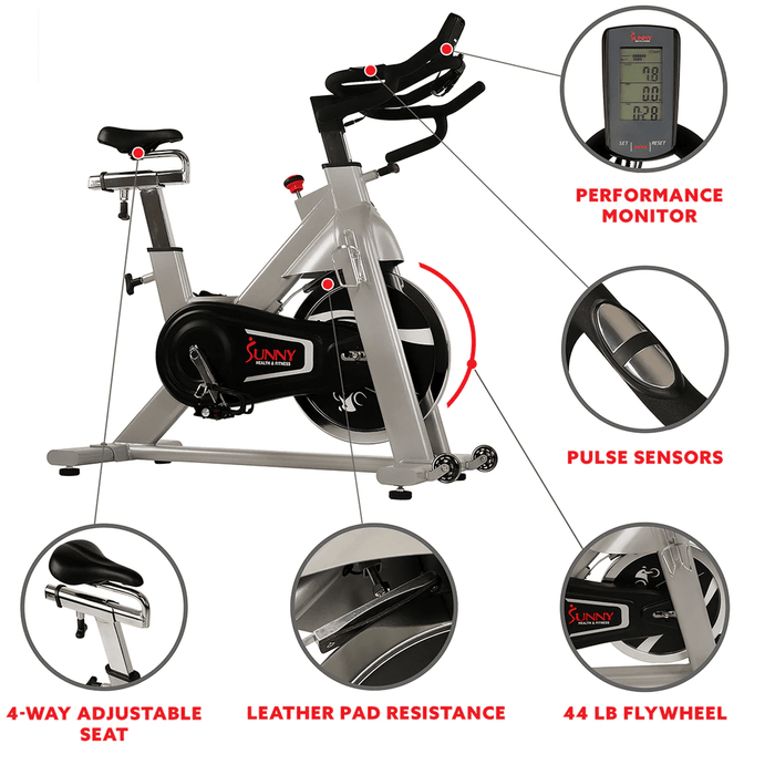 Sunny Health & Fitness Flywheel Belt Drive Commercial Indoor Cycling Bike