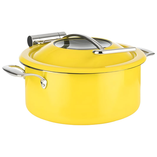 Wundermaxx Lächeln Induction Chafing Dish Set  with Glass Lid (Pot+Lid+Insert) ø 30 x H 18.5 cm,  Capacity 4 Litres, Color Yellow - 920.144