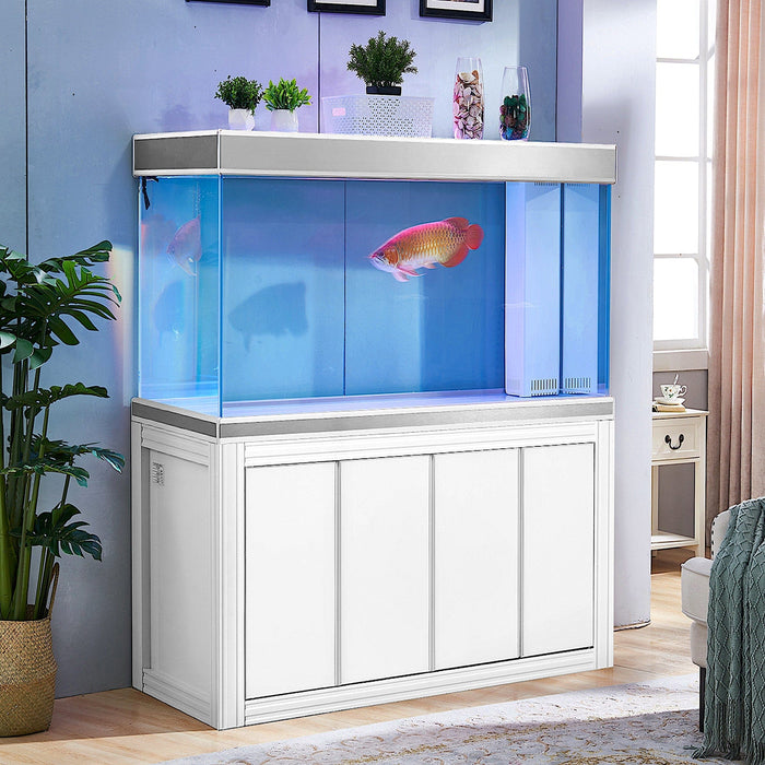 AQUA DREAM TEMPERED GLASS AQUARIUM 260 GALLON FISH TANK WHITE AND SILVER-AD-1980-WS