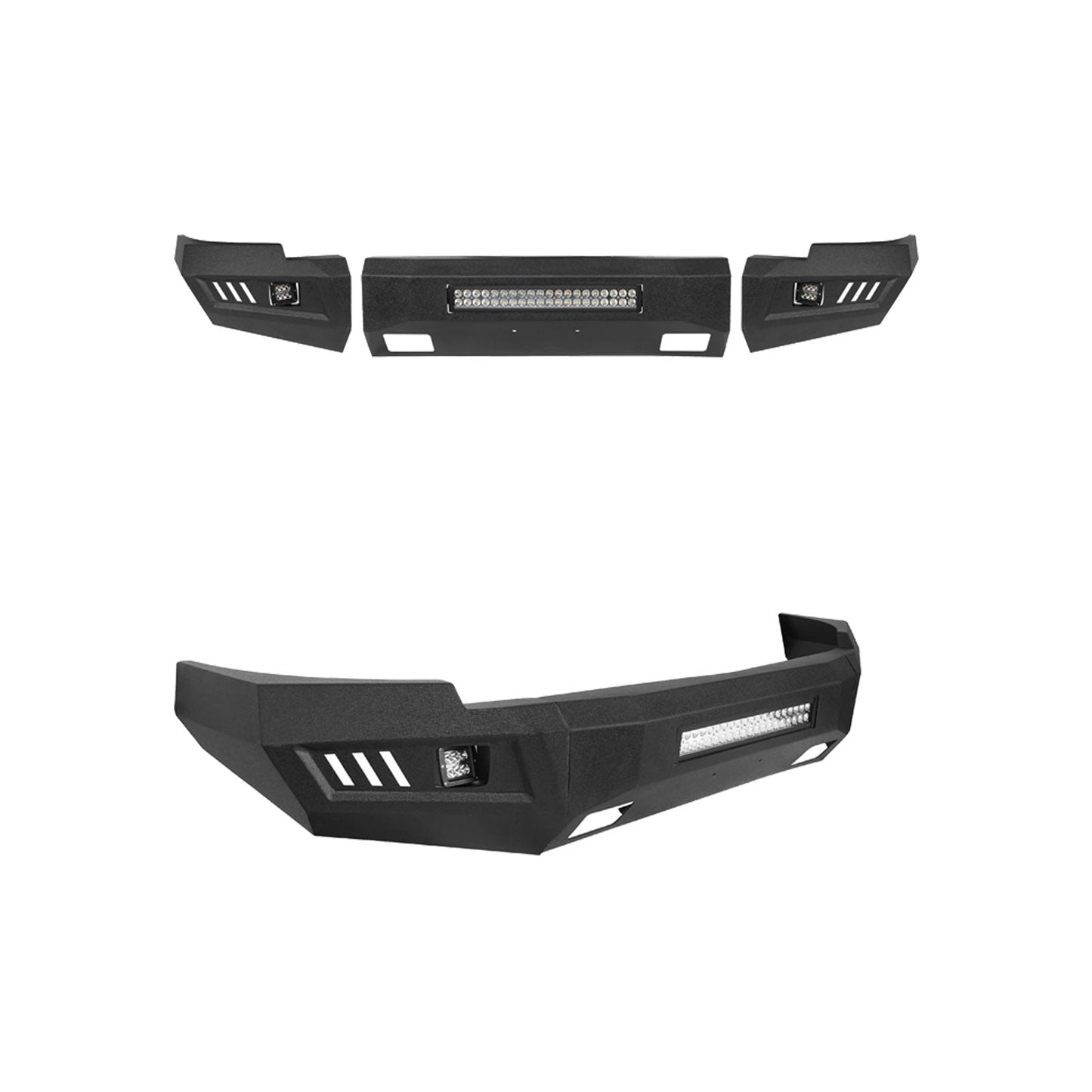 Silverado Front Bumper & Rear Bumper Combo w/LED Lights For Chevy Silverado 1500 - Hooke Road - HE.9021&HE.9024