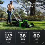 Greenworks 80V 21" Cordless Battery 4-in-1 Push Lawn Mower w/ 4.0Ah Battery & Charger - 2550702