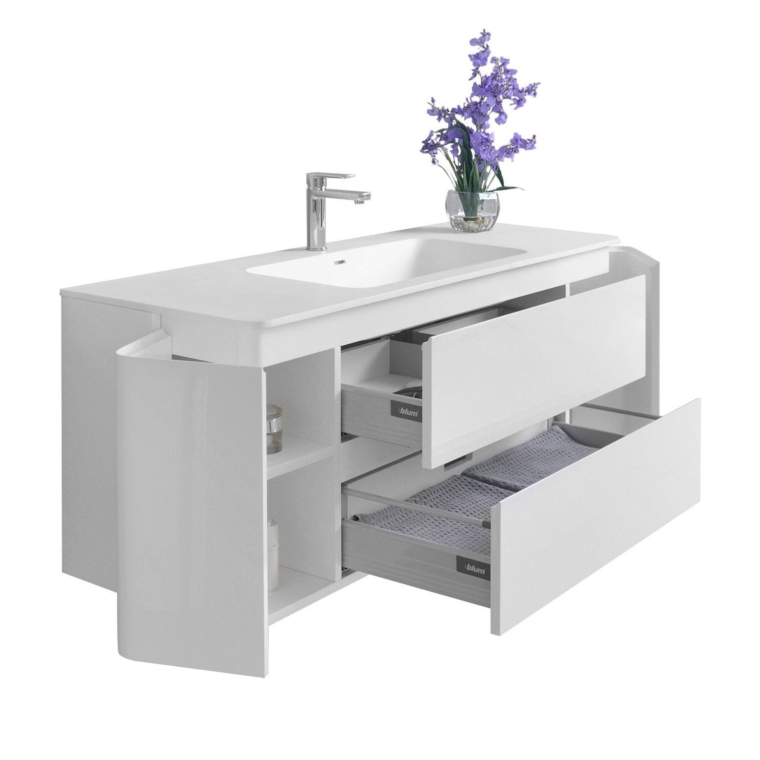 Ancerre Gwyneth Bathroom Vanity with Solid Surface Top Cabinet Set Collection - Backyard Provider