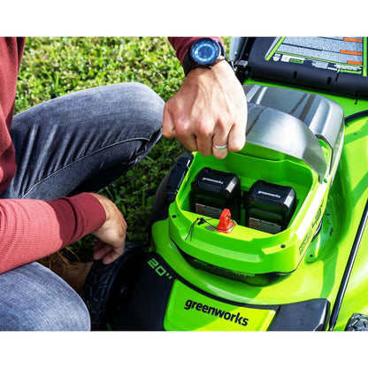 Greenworks 48V (2x24V) 20" Cordless Battery Push Mower w/ (2) 4.0Ah USB Batteries & Charger - 2532802