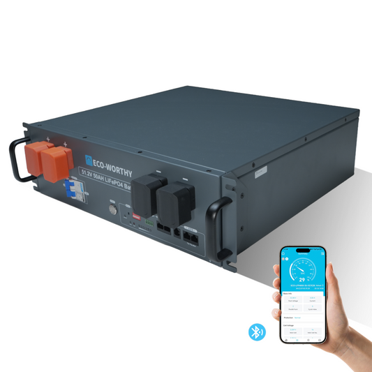 ECO-WORTHY 48V(51.2V) 50Ah Server Rack Battery,2.56kWh Lithium Battery,3U Size,With Bluetooth & Wifi - L13SR4850BV1.0-1