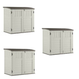 Suncast 3 Door Locking System Horizontal Storage Shed Stow Away, Ivory (3 Pack) - 172820