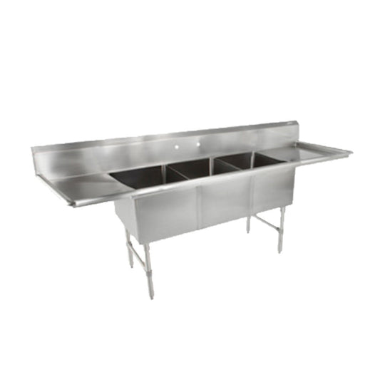 John Boos 3B244-2D24 Three Compartment Sink with Two 24" Drainboards - JB3B2442D24
