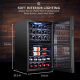 Ivation 43 Bottle Freestanding Wine Refrigerator, Dual Zone Wine Fridge with Lock, Black - IVFWCC431DLB