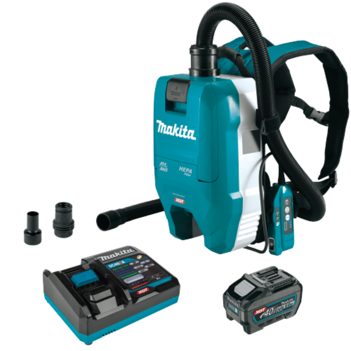 Makita 40V max XGT Brushless Cordless 1/2 Gallon HEPA Filter Backpack Dry Dust Extractor Kit, AWS Capable (5.0Ah) - GCV06T1