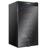 Ivation 28 Bottle Freestanding Wine Refrigerator, Dual Zone Wine Fridge with Lock, Black - IVFWCC281DLB