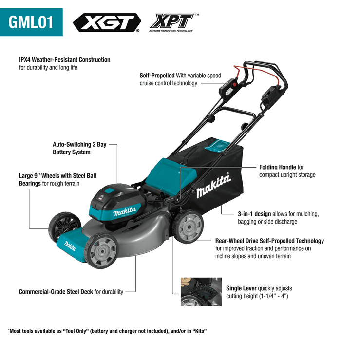 Makita 40V Max XGT Brushless 21 In. Self‑Propelled Commercial Lawn Mower Kit - GML01PL