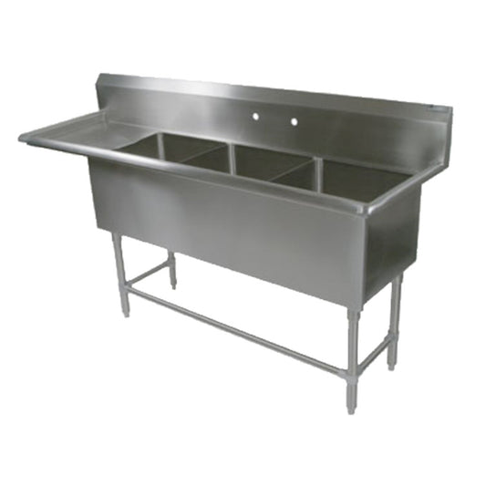 John Boos 3PB1824-1D18L 3-Compartment Pro-Bowl Sink - JB3PB18241D18L