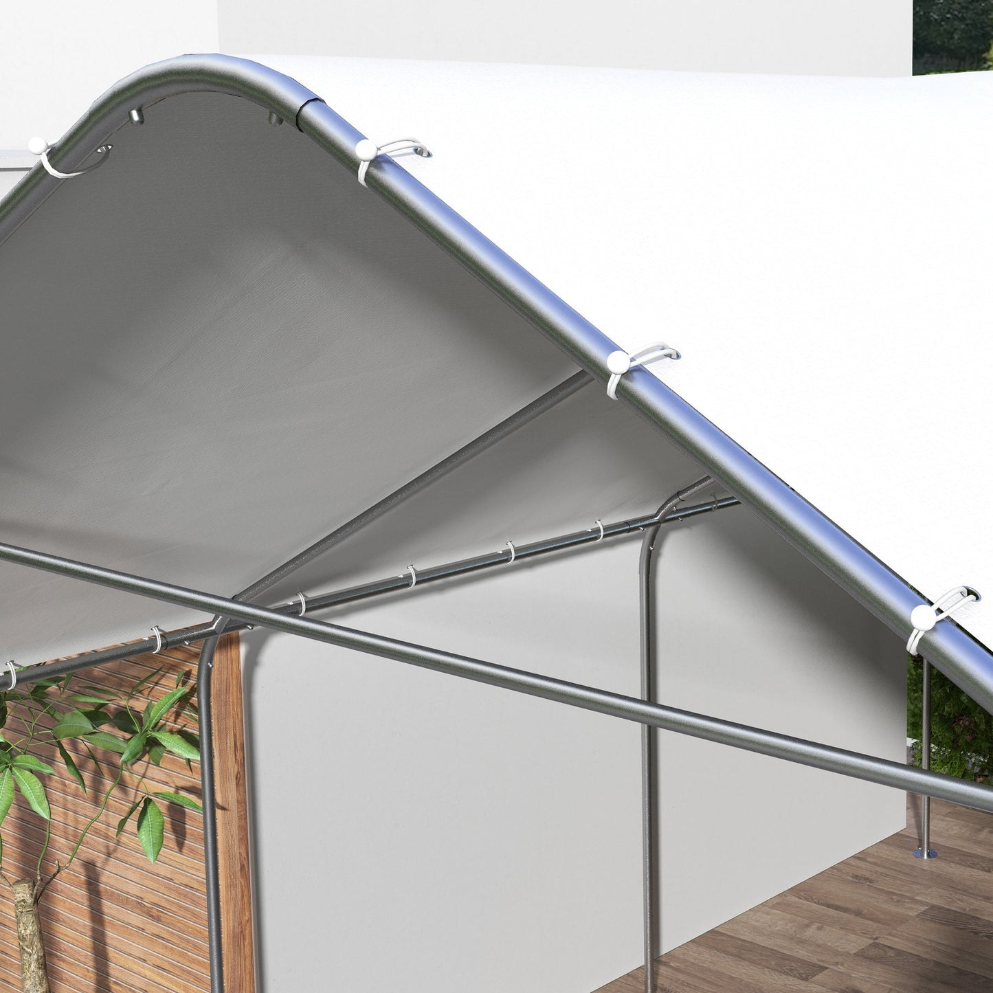 Outsunny 19' x 19.5' Carport, Portable Garage, Anti-UV Cover, Car, Truck, Boat, Catering, Wedding - 84C-524V00WT