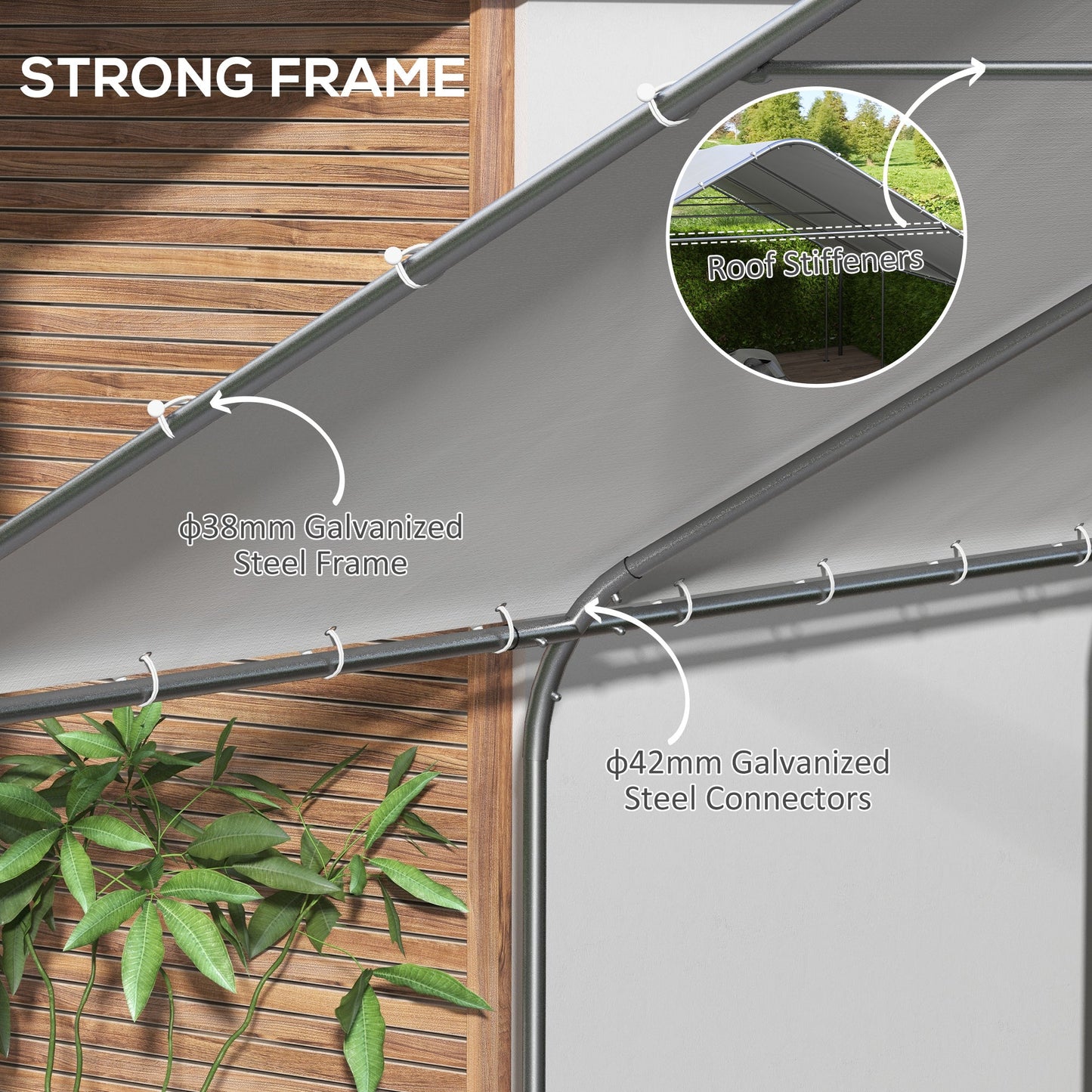 Outsunny 19' x 19.5' Carport, Portable Garage, Anti-UV Cover, Car, Truck, Boat, Catering, Wedding - 84C-524V00WT