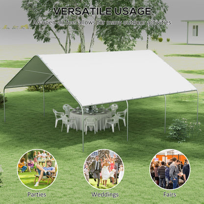 Outsunny 19' x 19.5' Carport, Portable Garage, Anti-UV Cover, Car, Truck, Boat, Catering, Wedding - 84C-524V00WT