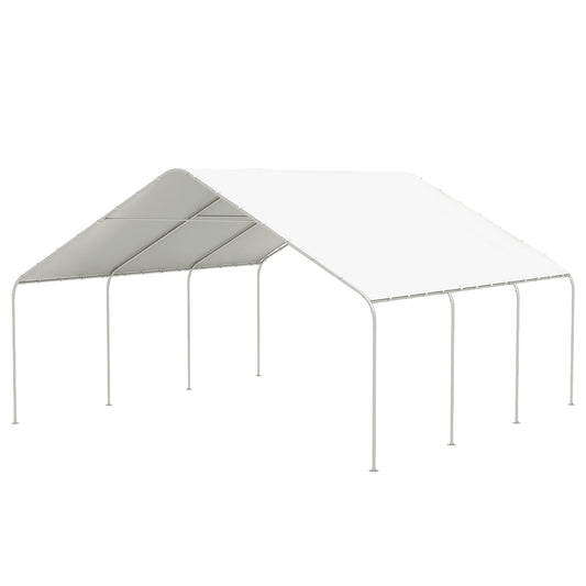 Outsunny 19' x 19.5' Carport, Portable Garage, Anti-UV Cover, Car, Truck, Boat, Catering, Wedding - 84C-524V00WT