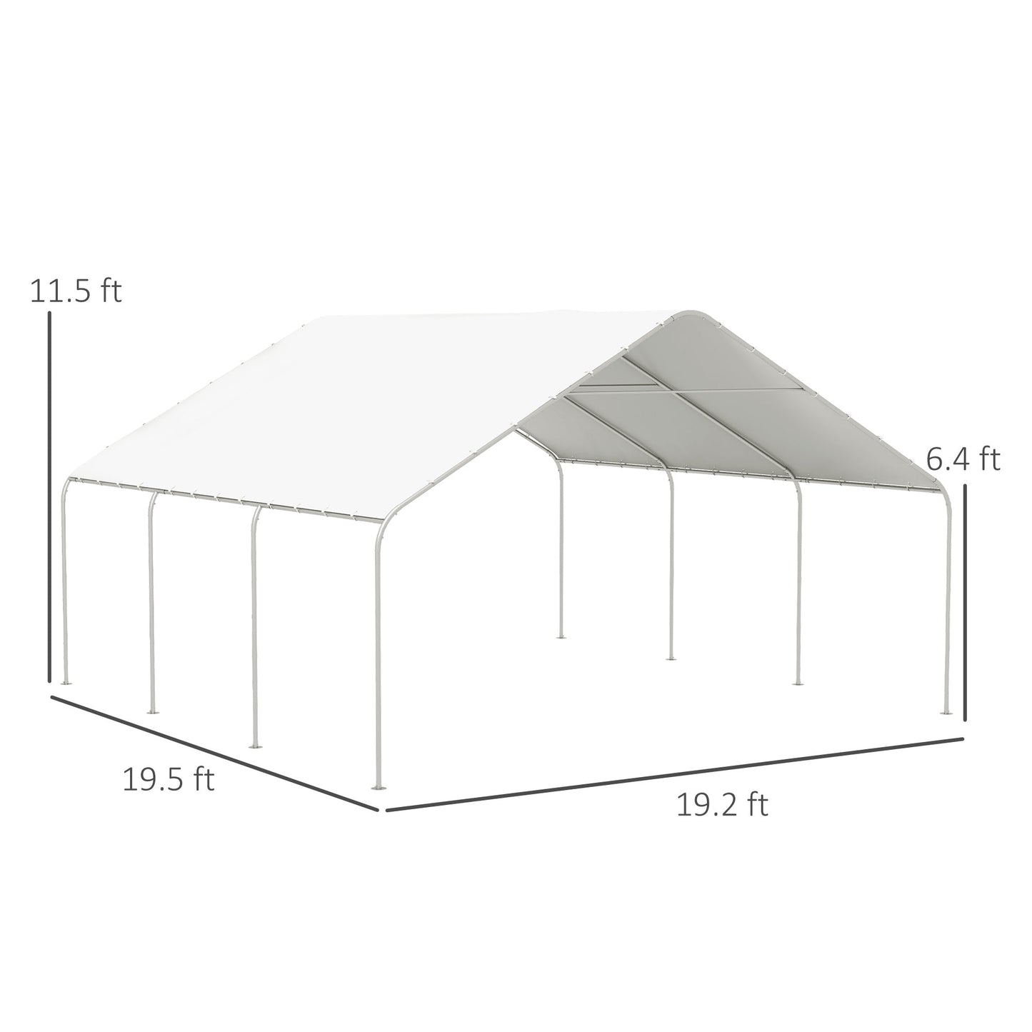 Outsunny 19' x 19.5' Carport, Portable Garage, Anti-UV Cover, Car, Truck, Boat, Catering, Wedding - 84C-524V00WT