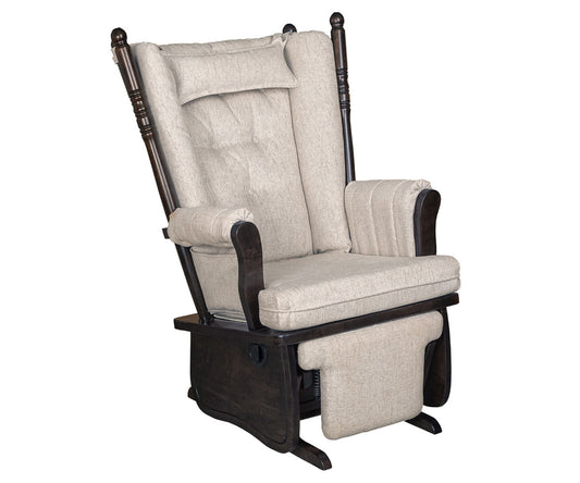 QW Amish 4-Post High Back Glider with Flip-out Footrest & Padded Arms - 432E-092-PADDED-FLI