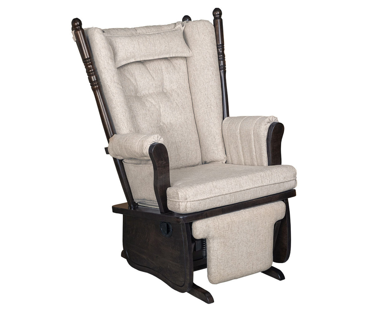 QW Amish 4-Post High Back Glider with Flip-out Footrest & Padded Arms - 432E-092-PADDED-FLI