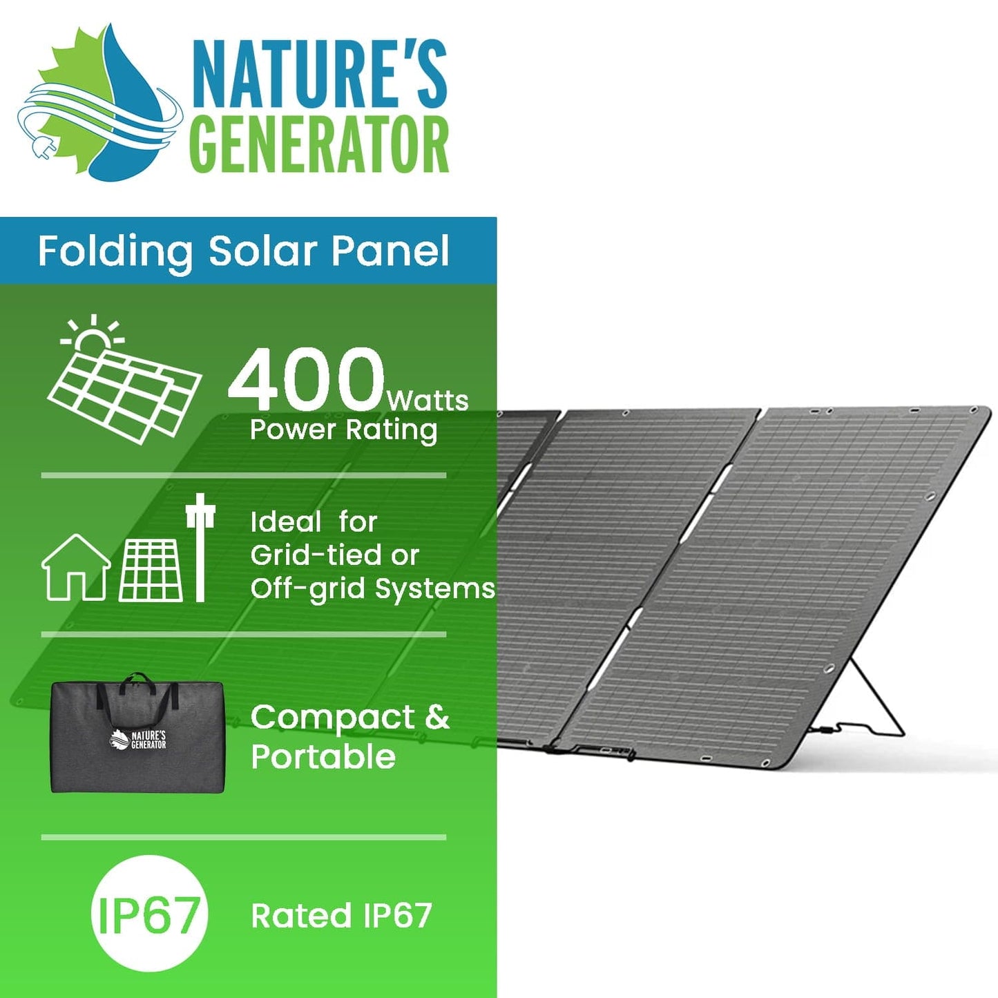 Nature's Generator 400W Folding Solar Panel - NG400FPNL
