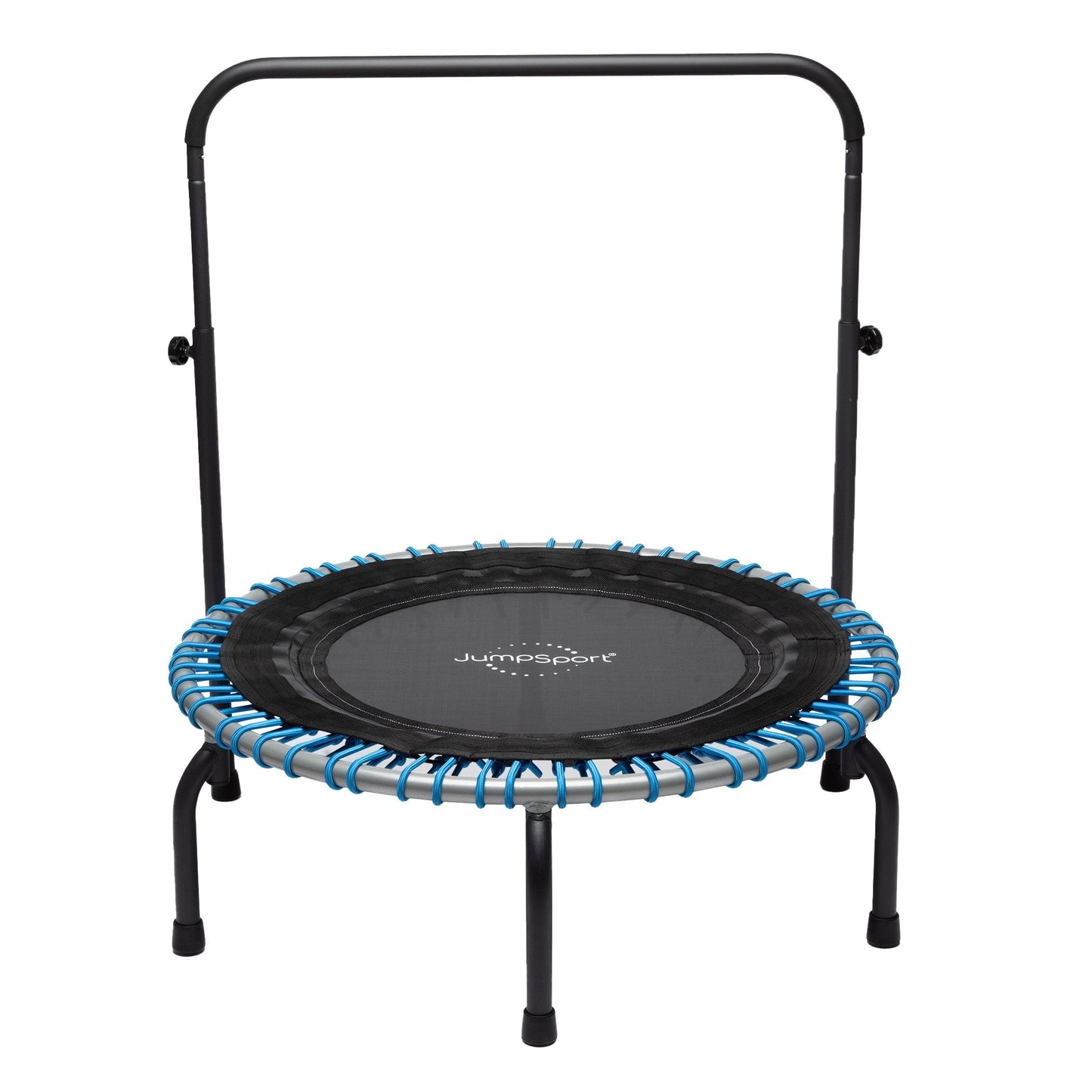 Disc-O-Bed JumpSport 350 Series 39" Trampoline & Handle Bar Bundle, 30 Adjustable Bungees, Stable No-Tip Arched Legs, & 60 Day Streaming Trial - 404403