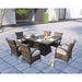 HomeRoots Outdoors - ELLE Gray 7-Piece Wicker Outdoor Dining Set With Gray Cushions Patio Fire Pits Table - 408287