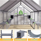 COZIWOW Large Catio Outdoor Cat Enclosure w/Full Cover, Window, 53.5 sq ft, Grey - 410539