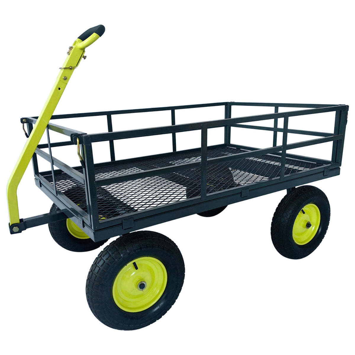 Yard Tuff Jumbo Wagon Steel Mesh Deck Utility Outdoor Yard Cart, 34 x 52 Inch - 409709