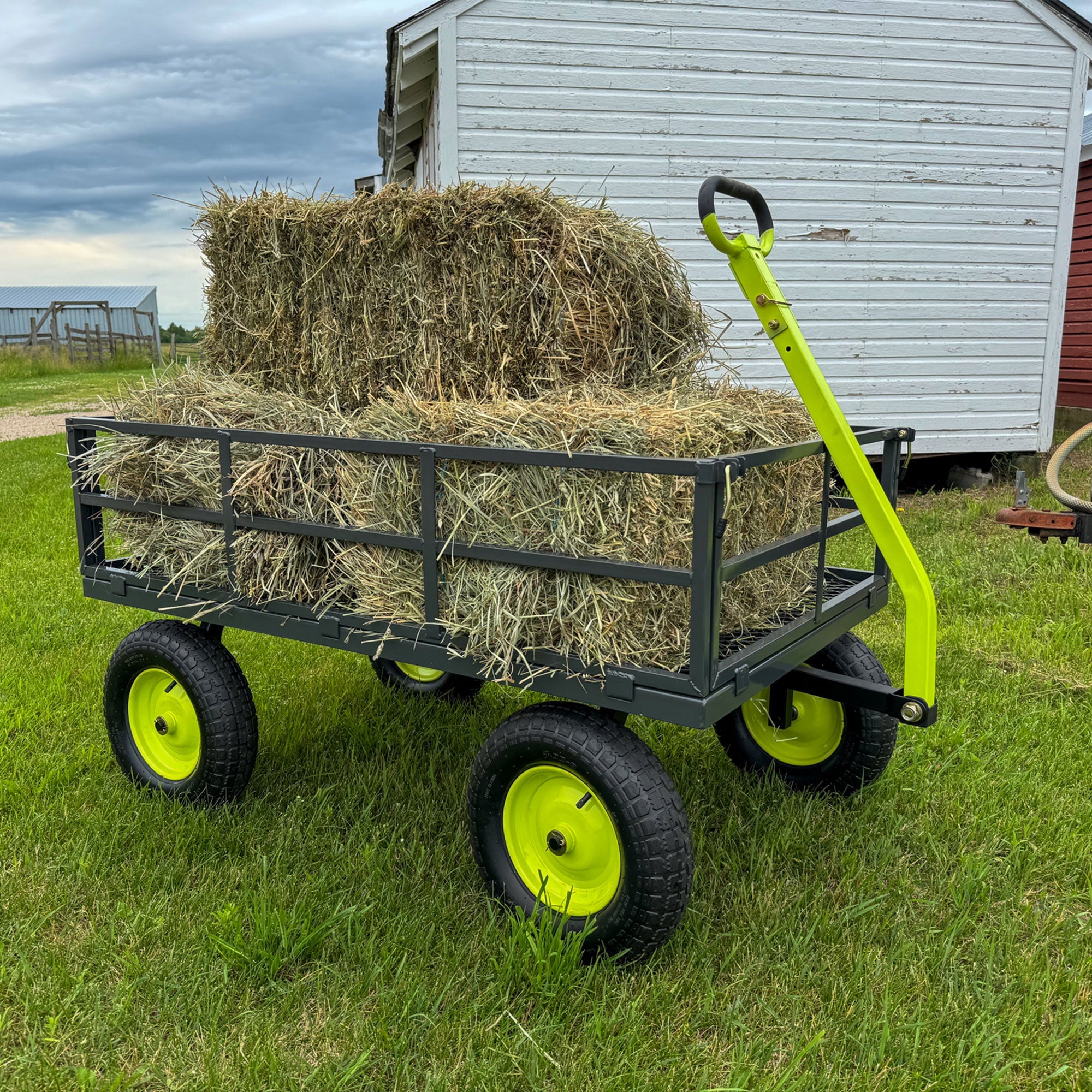 Yard Tuff Jumbo Wagon Steel Mesh Deck Utility Outdoor Yard Cart, 34 x 52 Inch - 409709