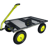 Yard Tuff Jumbo Wagon Steel Mesh Deck Utility Outdoor Yard Cart, 34 x 52 Inch - 409709