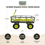 Yard Tuff Jumbo Wagon Steel Mesh Deck Utility Outdoor Yard Cart, 34 x 52 Inch - 409709