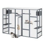 COZIWOW Outdoor Cat Catio w/ Window Access, Weatherproof Wooden Enclosure, Grey - 411769