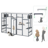 COZIWOW Outdoor Cat Catio w/ Window Access, Weatherproof Wooden Enclosure, Grey - 411769