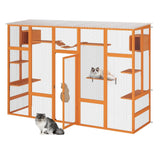 COZIWOW Outdoor Cat Catio w/ Window Access, Weatherproof Wood Enclosure, Orange - 411770