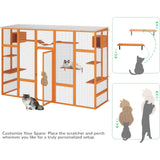 COZIWOW Outdoor Cat Catio w/ Window Access, Weatherproof Wood Enclosure, Orange - 411770