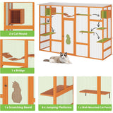 COZIWOW Outdoor Cat Catio w/ Window Access, Weatherproof Wood Enclosure, Orange - 411770