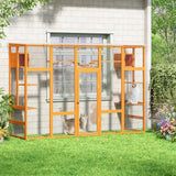 COZIWOW Outdoor Cat Catio w/ Window Access, Weatherproof Wood Enclosure, Orange - 411770