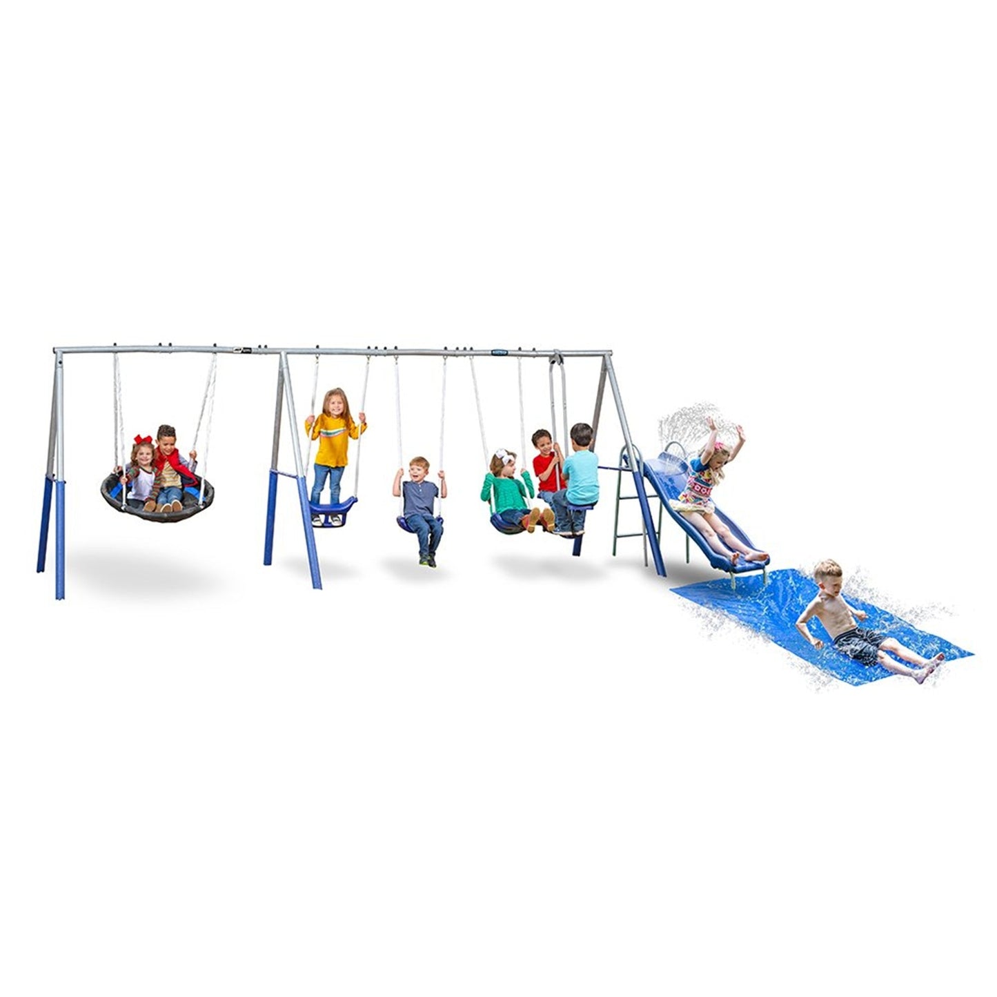 XDP Recreation Fun Always Outdoor Playground with Water Slide & Super Disc Swing - 412469