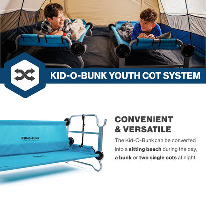 Disc-O-Bed Youth Double Cot Kid-O-Bunk w/ 200 Pound Capacity & Carry Bags, Teal - 413459