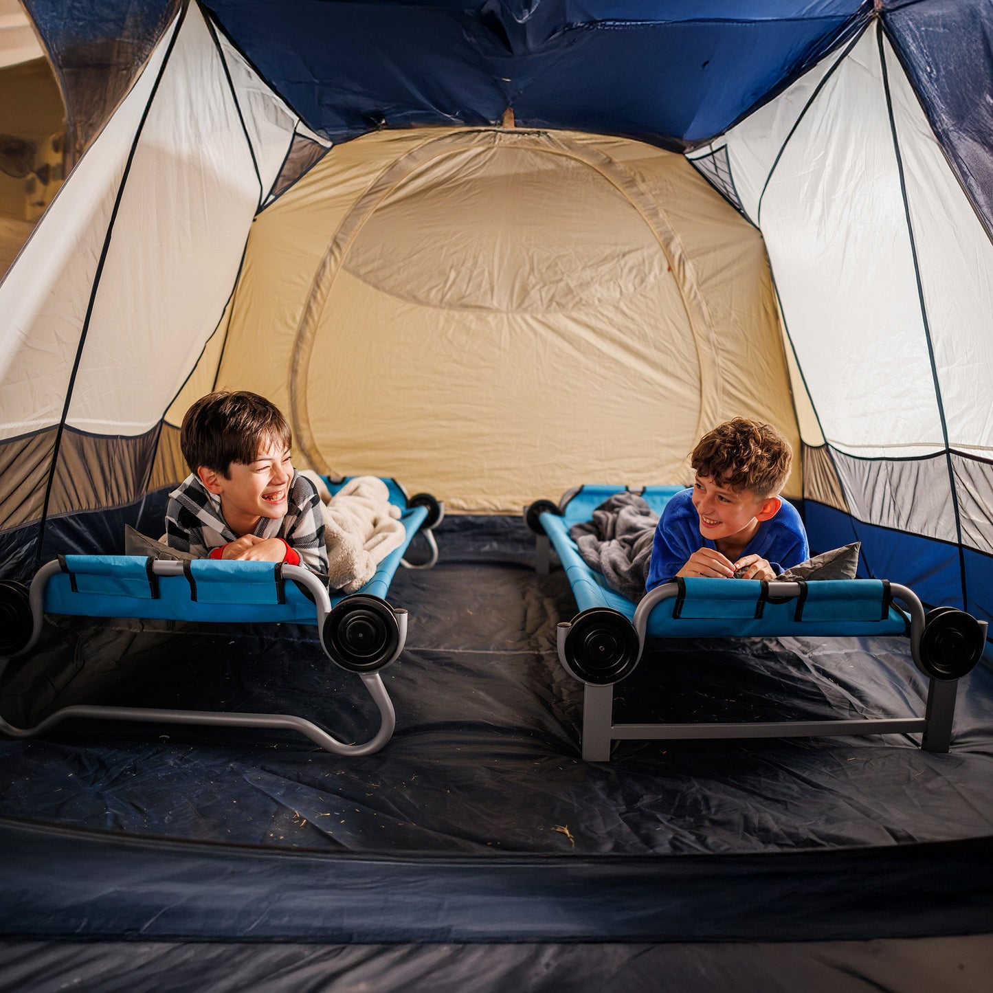 Disc-O-Bed Youth Double Cot Kid-O-Bunk w/ 200 Pound Capacity & Carry Bags, Teal - 413459