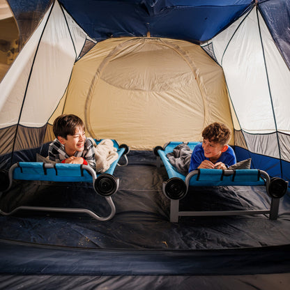 Disc-O-Bed Youth Double Cot Kid-O-Bunk w/ 200 Pound Capacity & Carry Bags, Teal - 413459