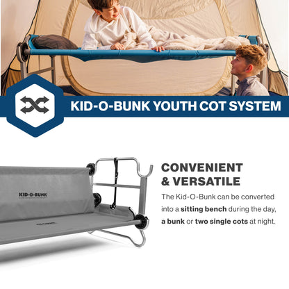 Disc-O-Bed Youth Double Cot Kid-O-Bunk, Storage Organizers & Carry Bag, Grey - 413460
