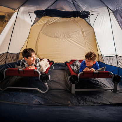 Disc-O-Bed Youth Double Cot Kid-O-Bunk w/ 200 Pound Capacity & Carry Bags, Red - 413462